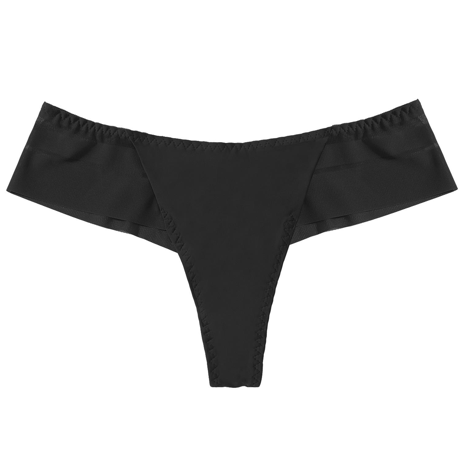 

Европейские и американские женские бесшовные спортивные трусы для йоги из ледяного шелка с низкой талией L (50-65kg) чёрный