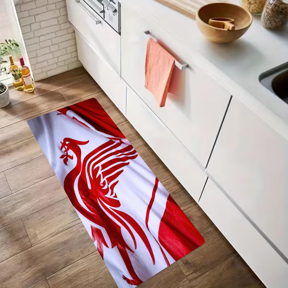 Liverpool Football Club Küchenfußmatte Rutschfest Waschbar Weicher Teppich Fußmatte Geeignet für Schlafzimmer Wohnzimmer Küche und Badezimmer Heimdekoration