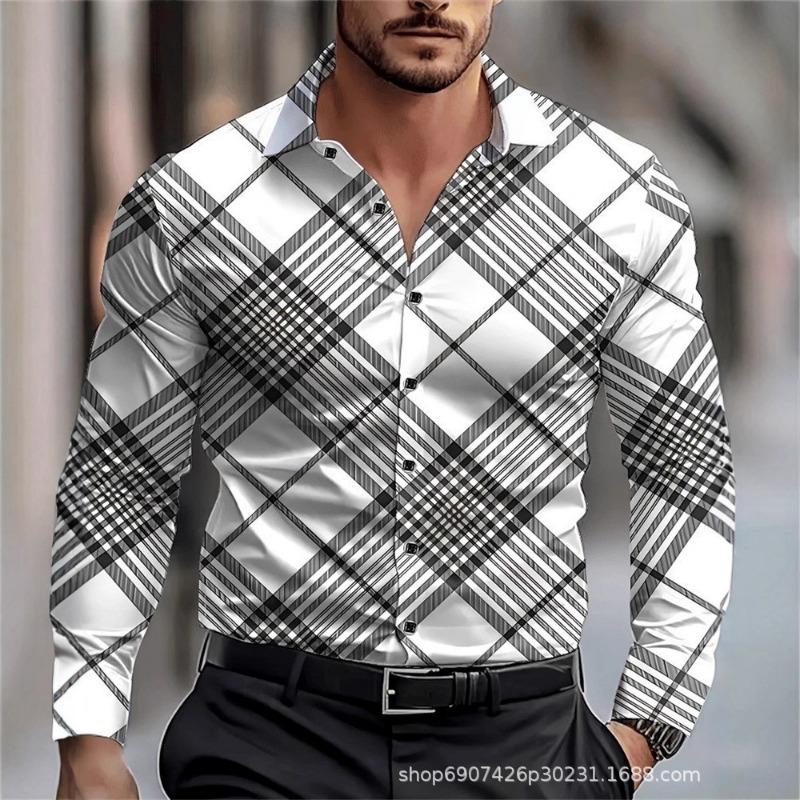 Men's Satin Long Sleeve Shirt Red Swirl Print Button-Up Casual Party Top