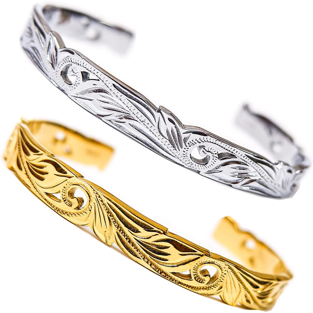 

Hawaiian Jewelry Bangle Scroll Malay Wave Metal Hypoallergenic Surgical Stainless Steel Stainless Steel Bangle Unisex Metal Hypoallergenic Can be worn