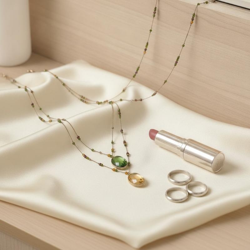 Statement Big Oval Long Pendant Necklace For Women Creative Green Champagne Color Sweater Chain
