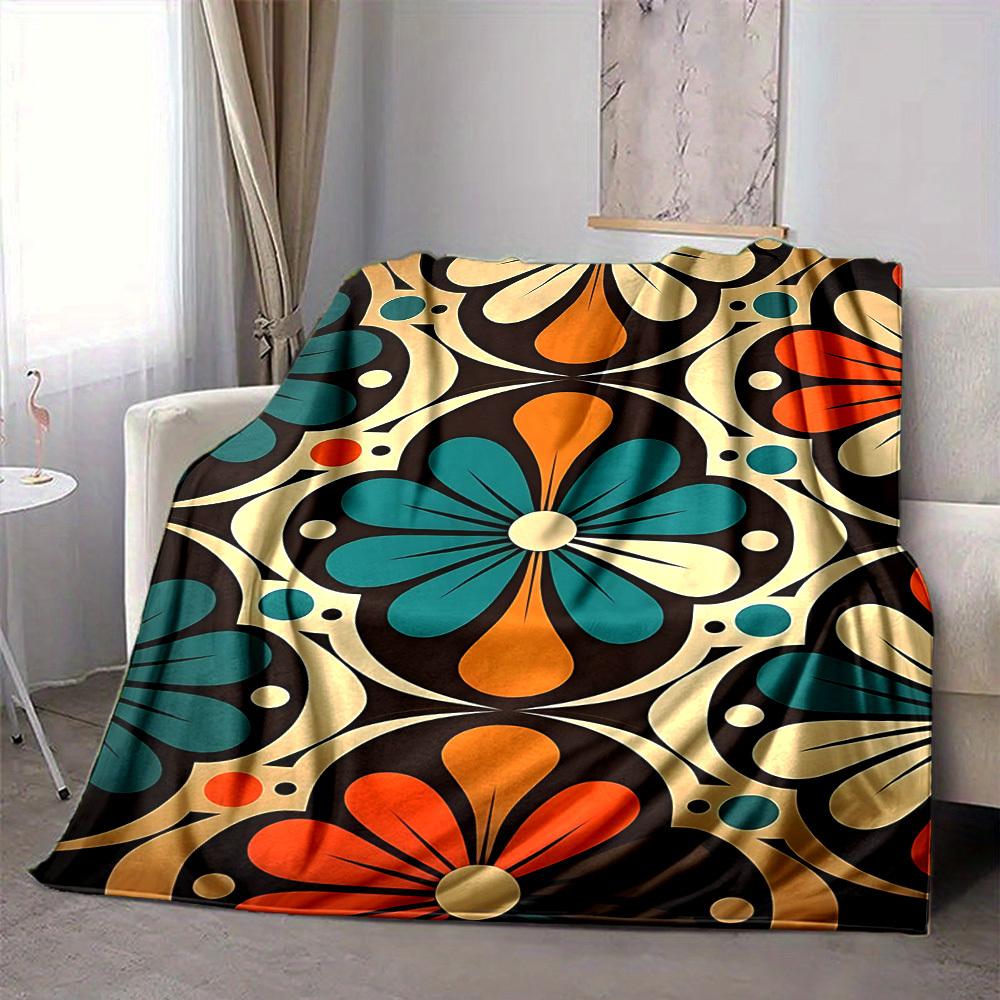 1pc Floral Pattern Blanket, Lightweight Flannel Throw Blanket for Sofa, Bed, Travel, Camping, Living Room, Office, Couch, Chair, and Bed