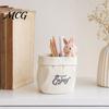 Pen Holder Wrinkled Paper Bag with Animal Decor, Resin Desk Cup Organizer & Succulents Planter, Cute Stationery Gift for Students Office Soft