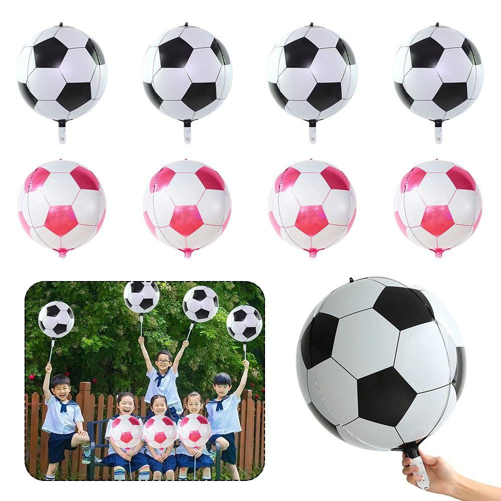 5pcs Set 22 Inch Round 4D Ball Balloon Silver Color Rose Gold Soccer Ball Balloon Football Themed Big Size Helium Balloon
