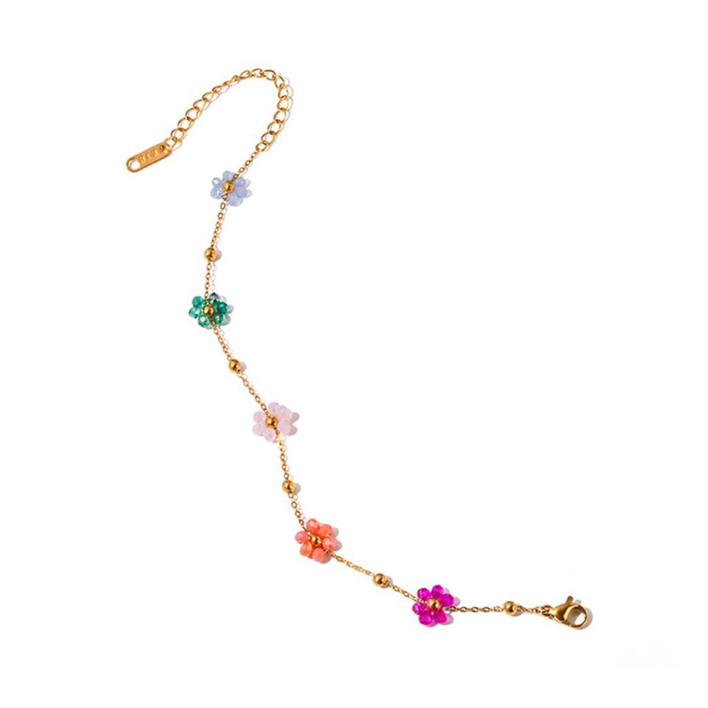 Crystal Floral Jewelry Colorful Flower Necklace/Bracelet Valentine's Day Gift Stylish Accessory for Everyday Wear