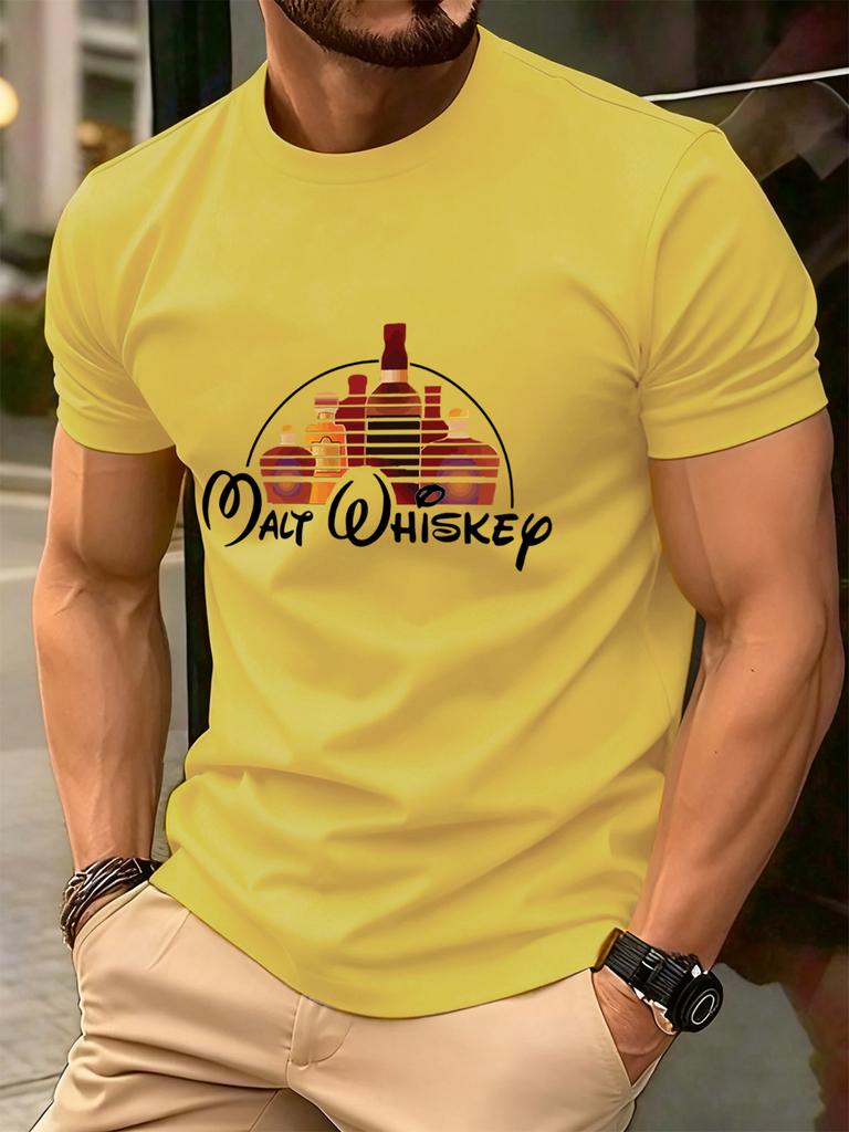 Malt Wiskey Funny Alcool Drunk Prints Men TShirt Cotton Summer Soft Short Sleeve Tops Oversized ONeck T Shirt Casual Clothes