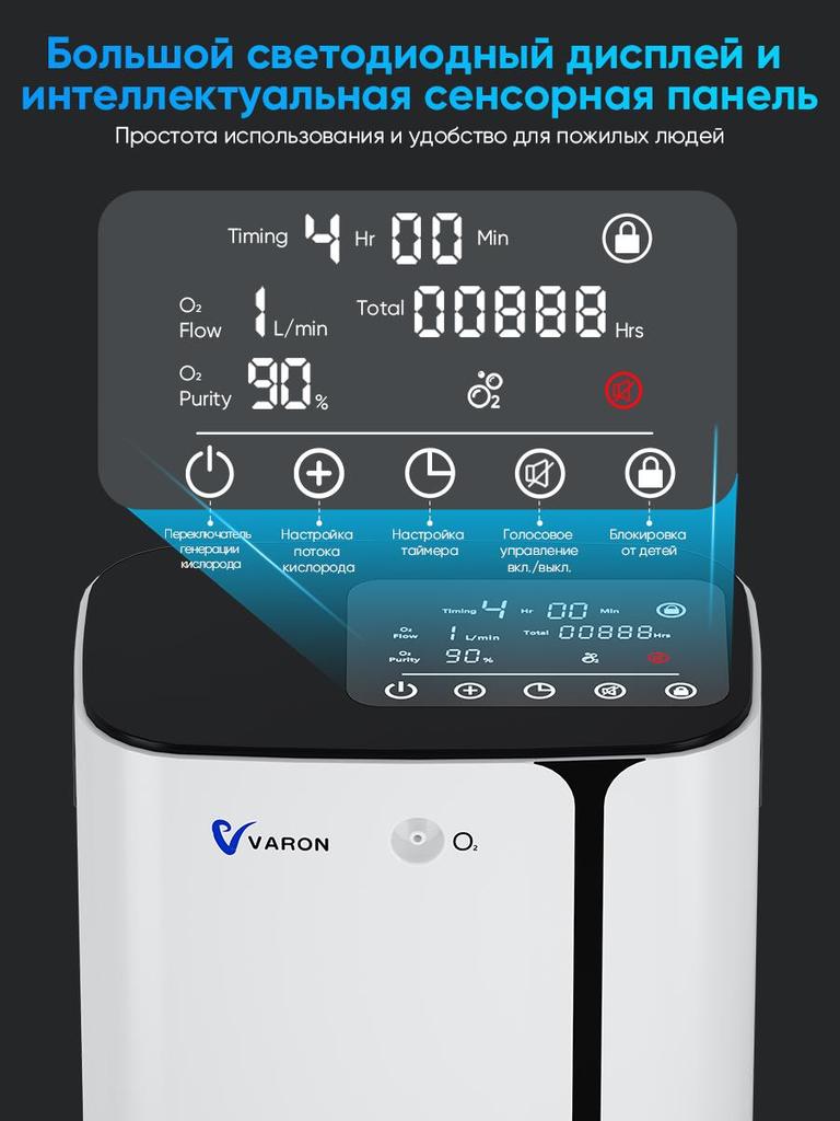 VARON Oxygen Concentrator, Oxygen Machine for Home, Portable Oxygen Concentrator, 1-6L/min, ≤45dB, Silent