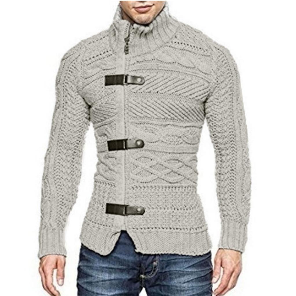 Herren Pullover Rollkragen Knopf Pullover Herbst Winter Langarm Pullover Tops Mode Slim Einfarbig Streetwear Sweatshirts