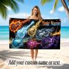 Music Guitar Theme Beach Towel Personalized Custom Name & Text Soft Quick Dry Beach Towel for Swimming Travel