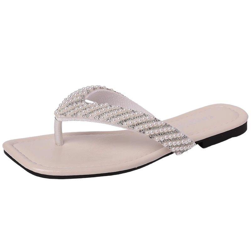 Strass-Zehensandalen 2025 Sommer Französisch neu Voll-Diamant Außen tragen Zehensteg Temperament Design Offene Zehen Coole Hausschuhe