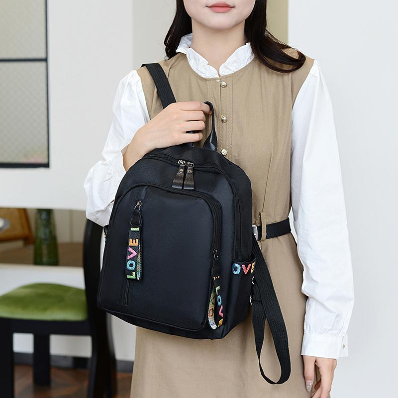 Schoolbag Backpack Women's 1011 New Korean Version Versatile Tide Nylon Backpack Fashion Leisure Large Capacity Travel School Bag