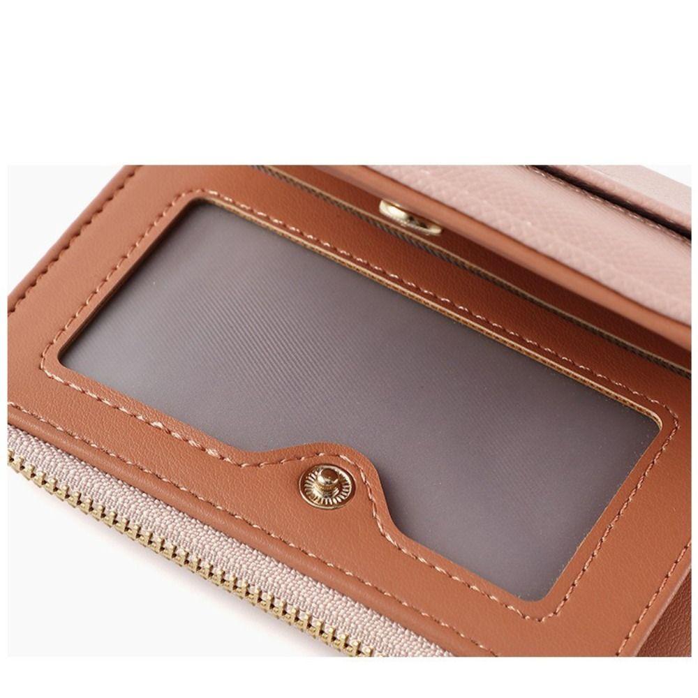 New Portable Women's Wallet PU Leather Multipurpose Coin Purse Lanyard Solid Color Card Holder