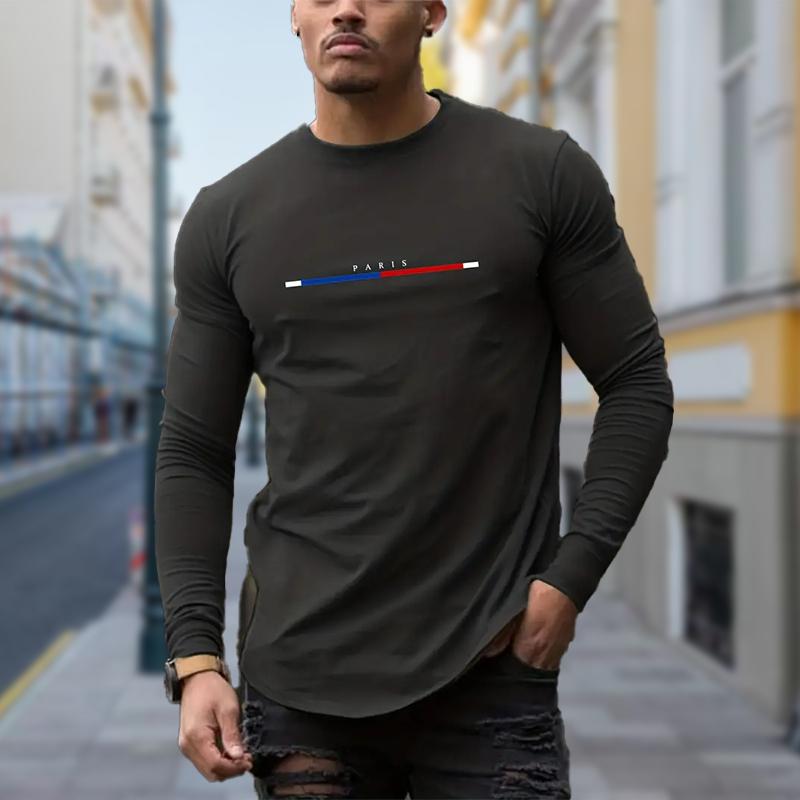 

Мужская футболка с буквенным принтом, длинный рукав, круглый вырез, уличная одежда с 3D-принтом 8XL дубильная кора