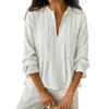 2026 European & American Women's V-neck Striped Long Sleeve Casual Shirt for Spring/Summer