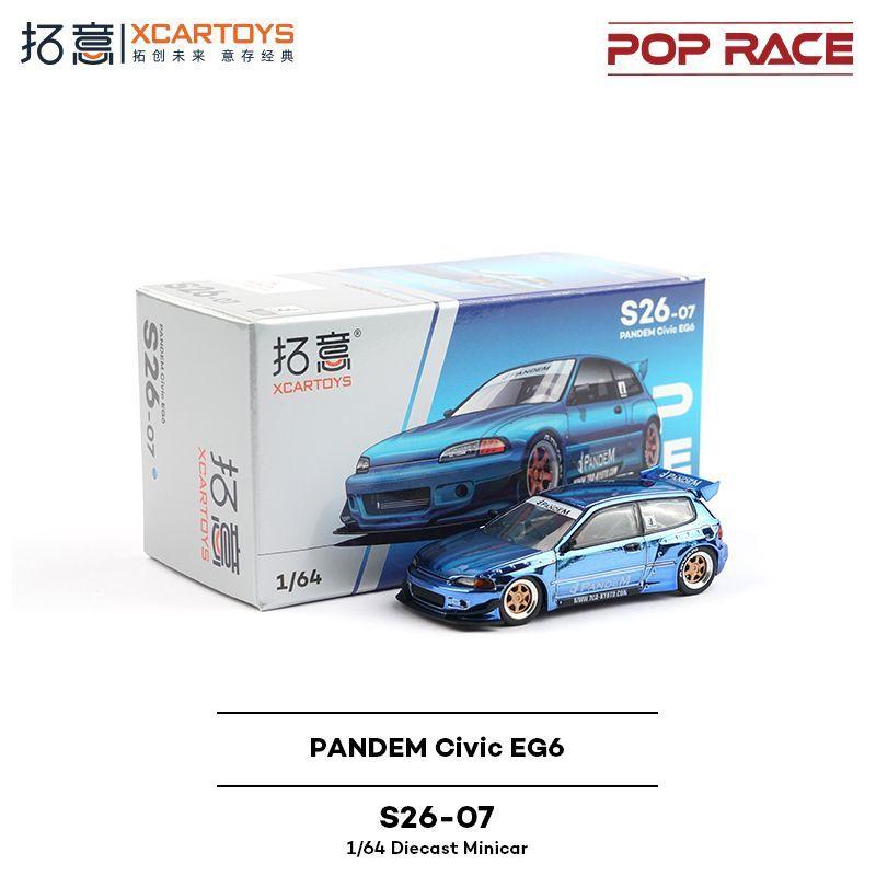 POP RACE 1:64 Honda PANDEM Civic EG6 Hatchback Supercar Alloy Die-Casting Car Model Collection Gift