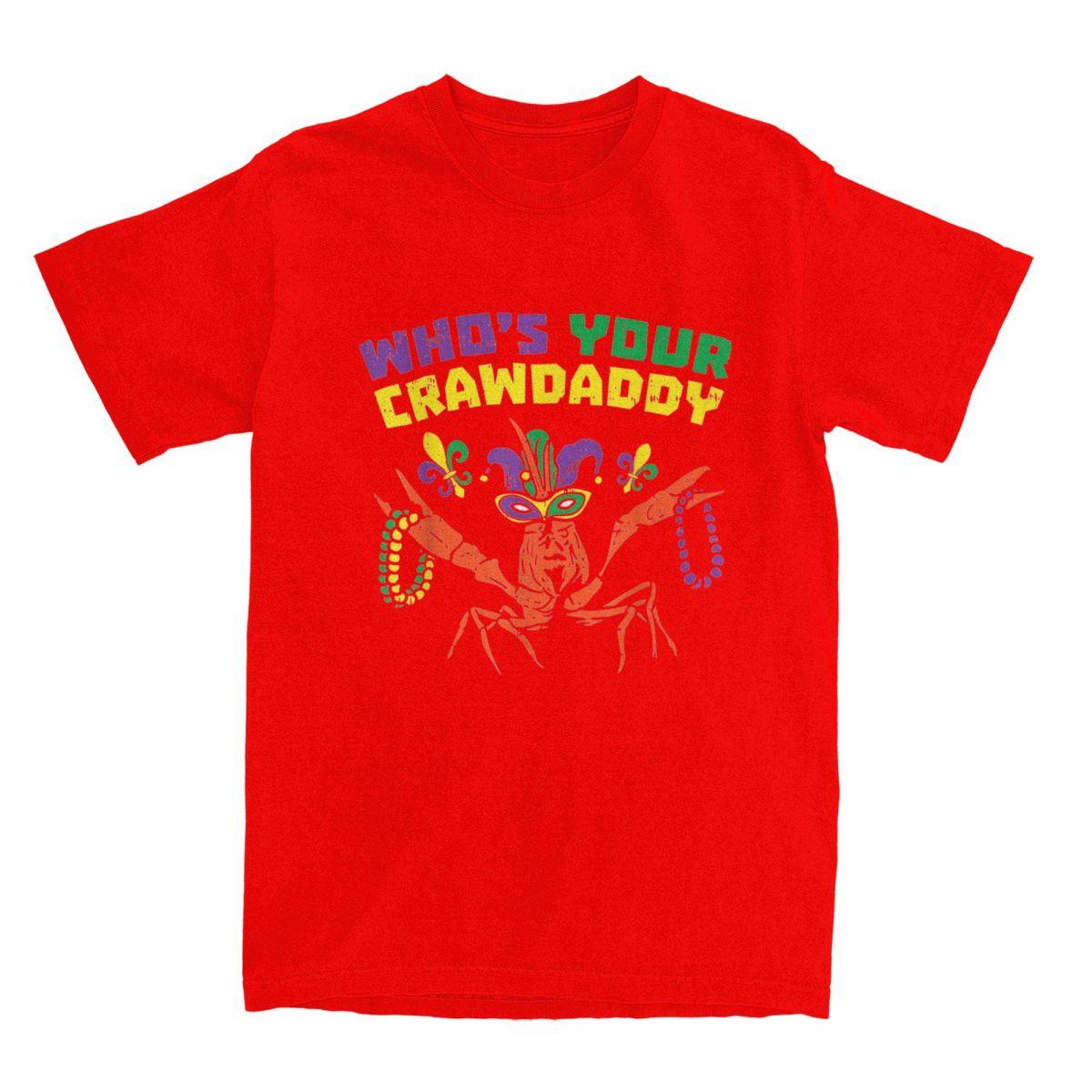 2024 Mardi Gras Shirt Merchandise Men Women Pure Cotton Hipster Whos Your Crawdaddy Crawfish Jester Beads T-shirt S