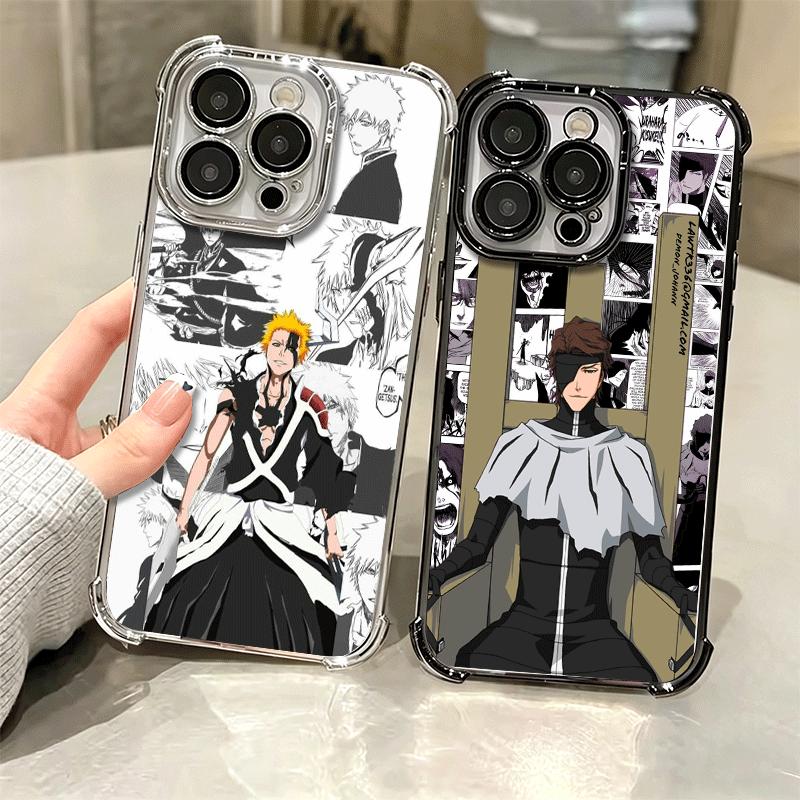 Bleach Anime Ichigo Kenpachi Plating Phone Case For Iphone 16 17 Pro Max Air 16E 14 15 Plus 12 13 Mini Anti-Fall Airabag Cover
