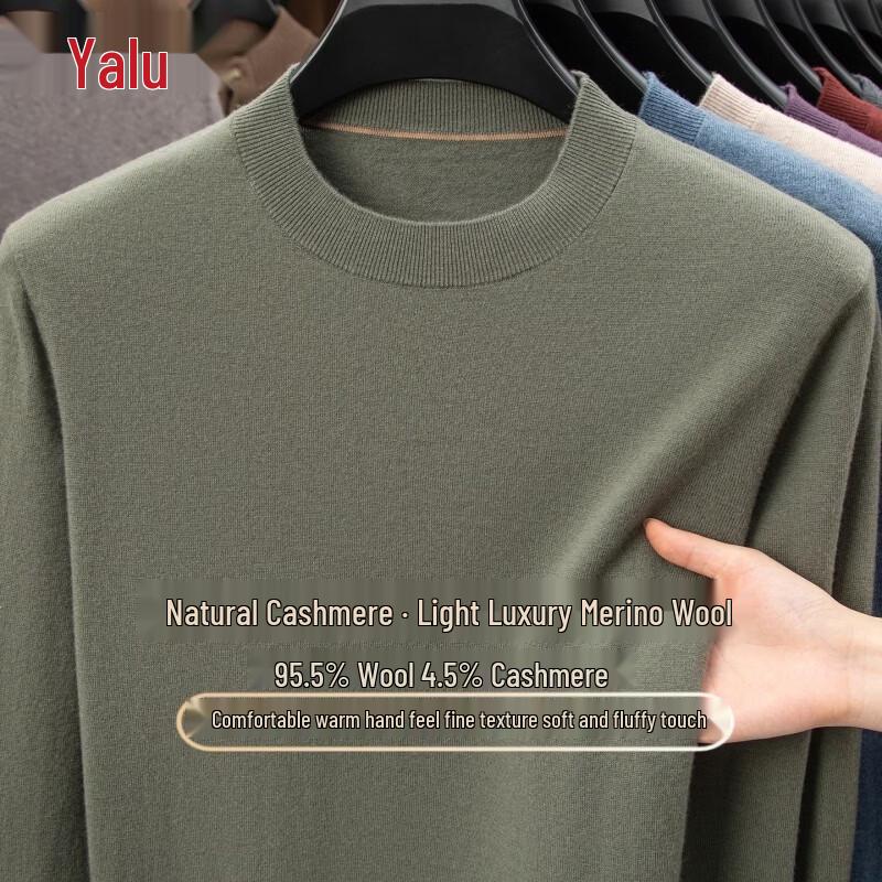 Yalu Men's Winter Cashmere Blend Crew Neck Sweater