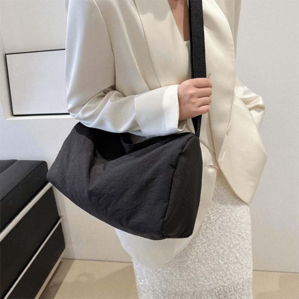 Japanese Style Simple Crossbody Bag Solid Color Canvas Pillow Bag Versatile Shoulder Bag Student