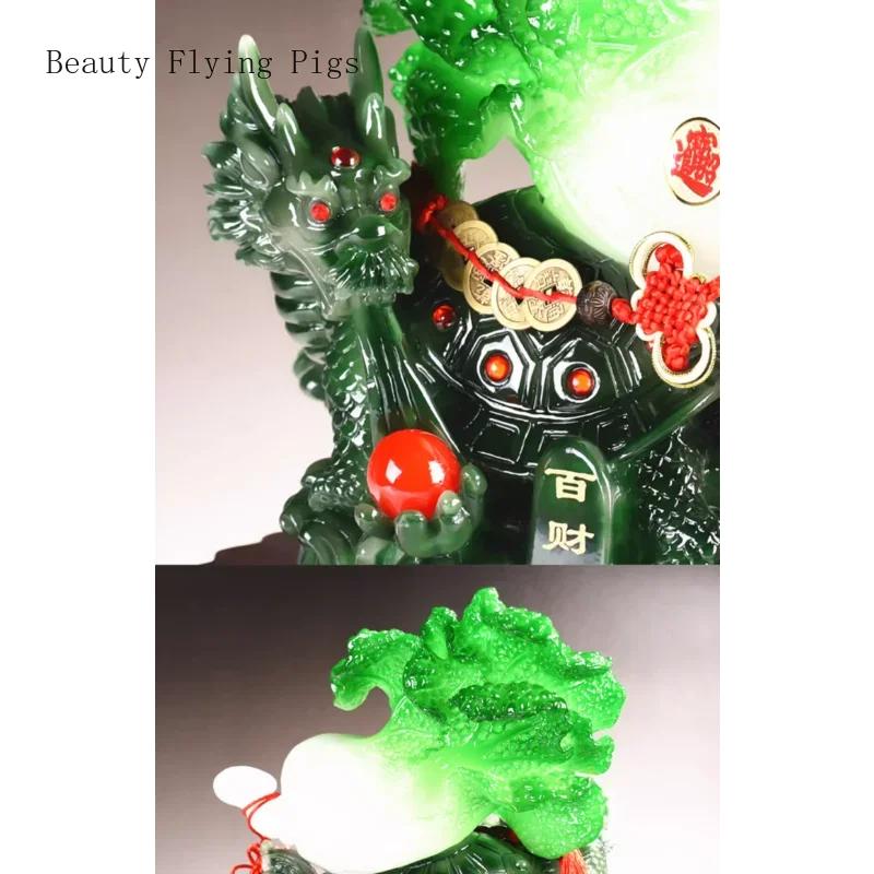 1PCS resin jade cabbage ornaments small size golden toad living room wine cabinet shop craft decoration opening gift