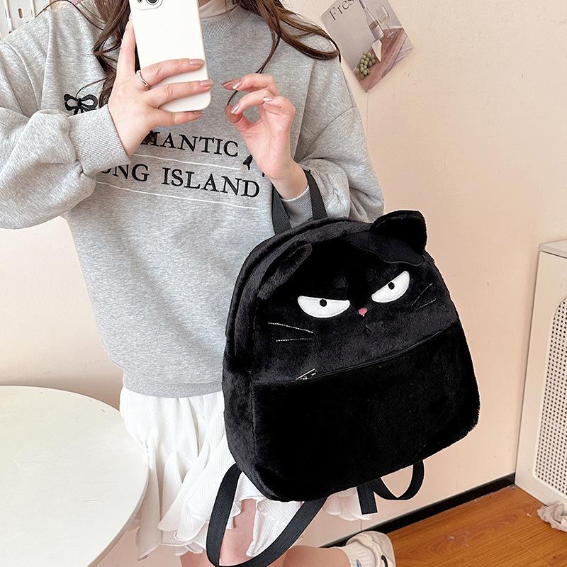 Women Cartoon Cute Black Cat Backpack Girl Small Shoulder Bag Student Large-capacity Backpack