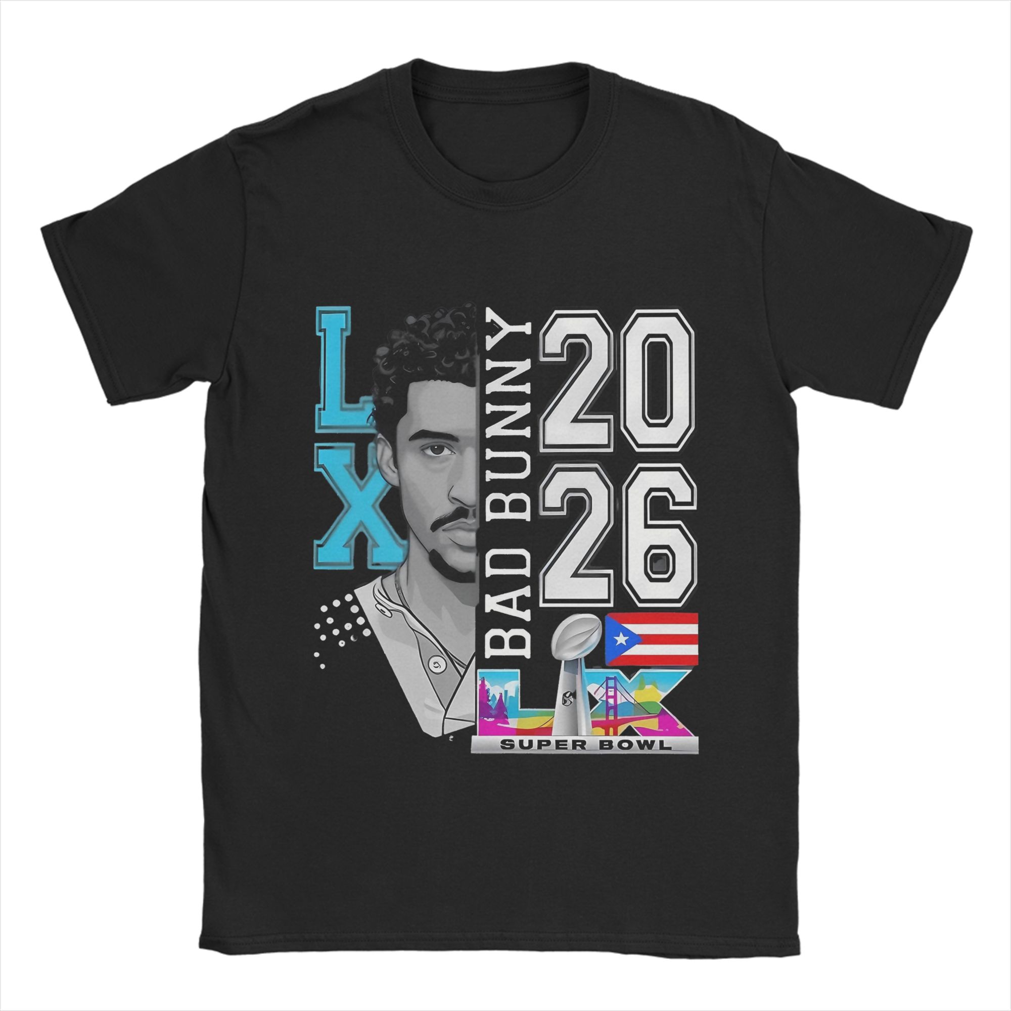 

Bud Bonney 2026 Super Bowl Special Edition Print T-Shirt - 90s Hip-Hop Style Summer New Men s Streetwear - Men s Summer Cotto... 5XL різнокольоровий