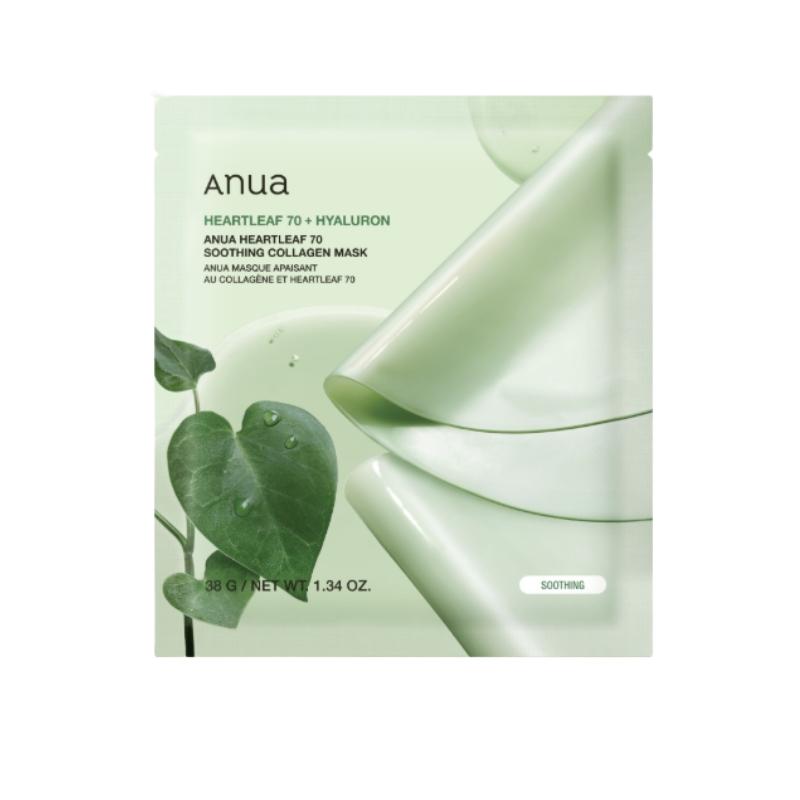 Набор soothing collagen mask Anua Heartleaf 70 (38 г x 4 шт.) | 70% Экстракт центеллы азиатской и Гидролизованный коллаген | Гелевая Интенсивно успокаивающая и подтягивающая маска