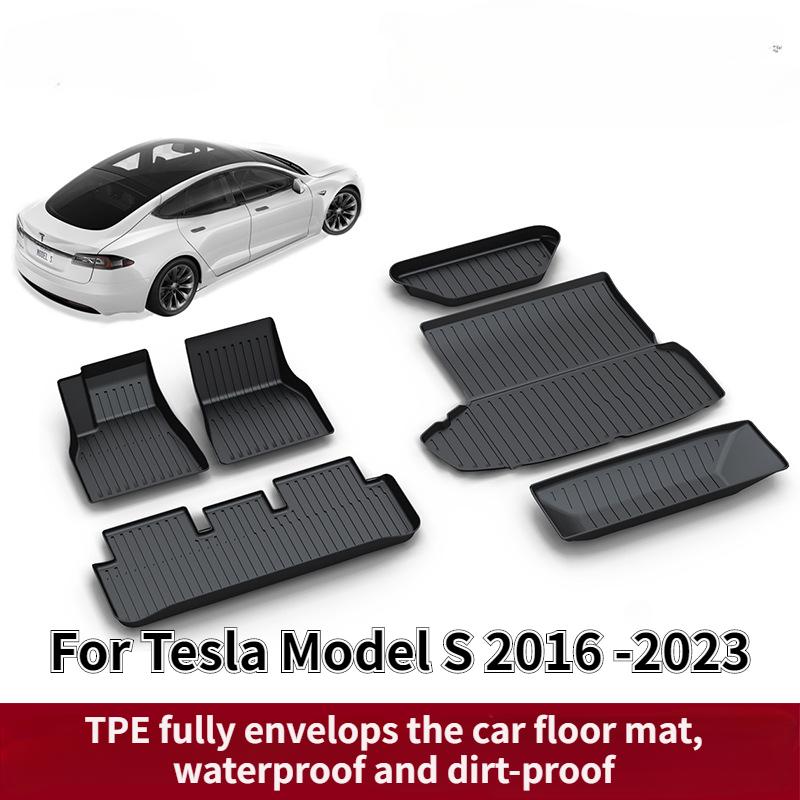 

Для Tesla Model S 2018 2021 2023 специальные подушечки для ног, полностью окруженные 3D подушечками для ног, водонепроницаемый ковер из ТПЭ автомобиля