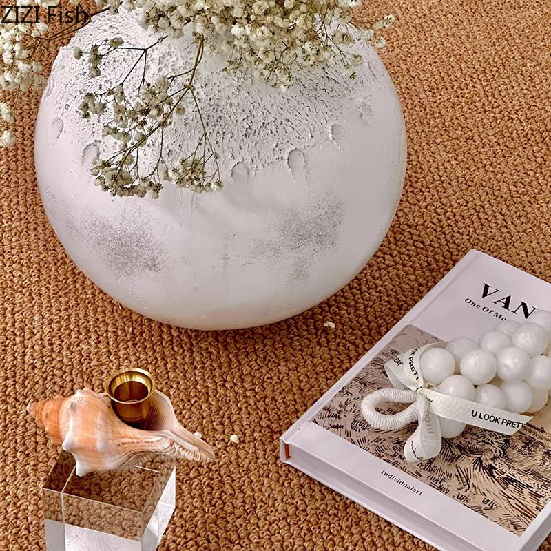 Uneven Moon Surface Vase Resin Handicrafts Plant Pots Table Decoration Flowers Arrangement Floral Vases Room Aesthetic Decor