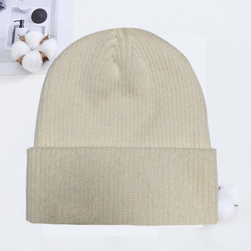 Winter knitted hat embroidered wool hat warm men's and women's simple fashion acrylic pullover hat
