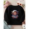 Kids Crewneck Sweatshirt, Cartoon Space Cow Graphic Print,Soft Casual Long Sleeve Pullover