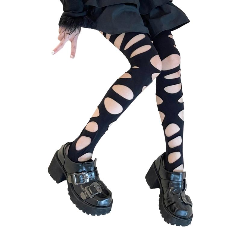 Y2K Distressed Tights Fishnet Stockings Summer Sheer Pantyhose Tights for Womens