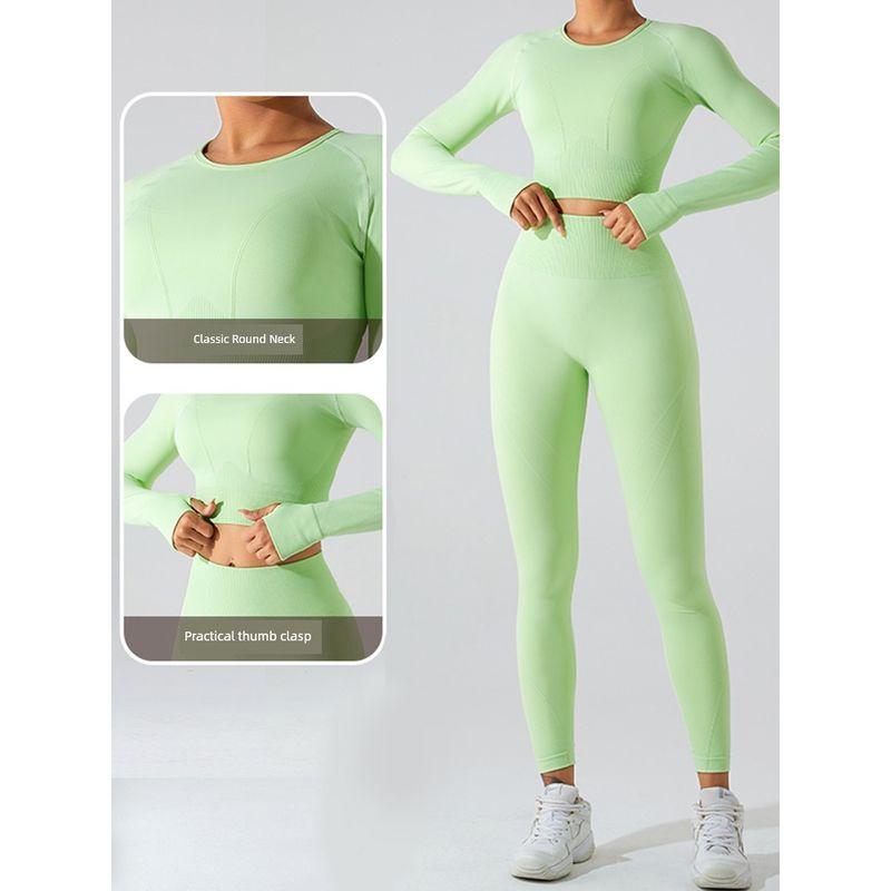 Yoga Clothes Suit Women's 2023 New Arrival Fall and Winter Tight Long Sleeves Fitness Clothes Tops Fancy Bright Color Sports Quick-Drying