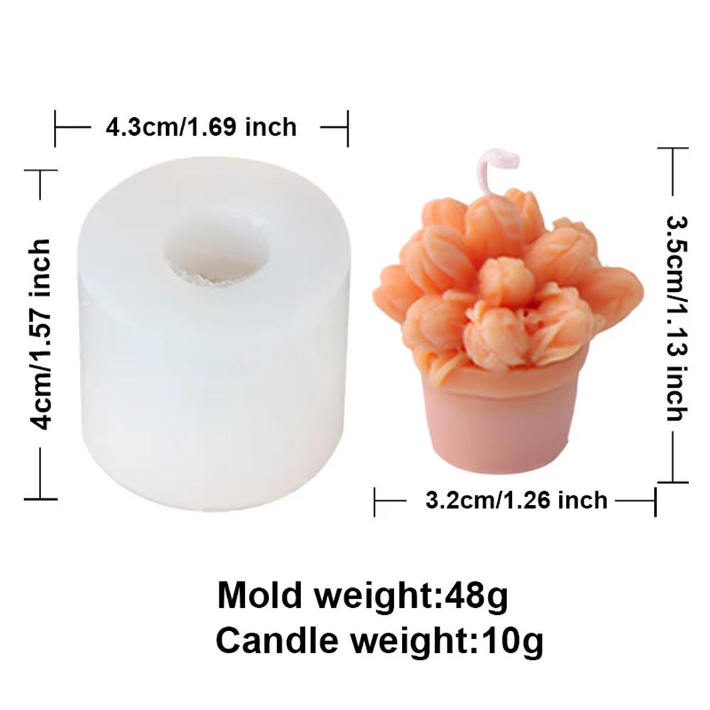 3D Tulip Flower Pot Shape Silicone Mold DIY Rose Bouquet Candle Soap Plaster Crafts Resin Mold Manual Art Making Tools