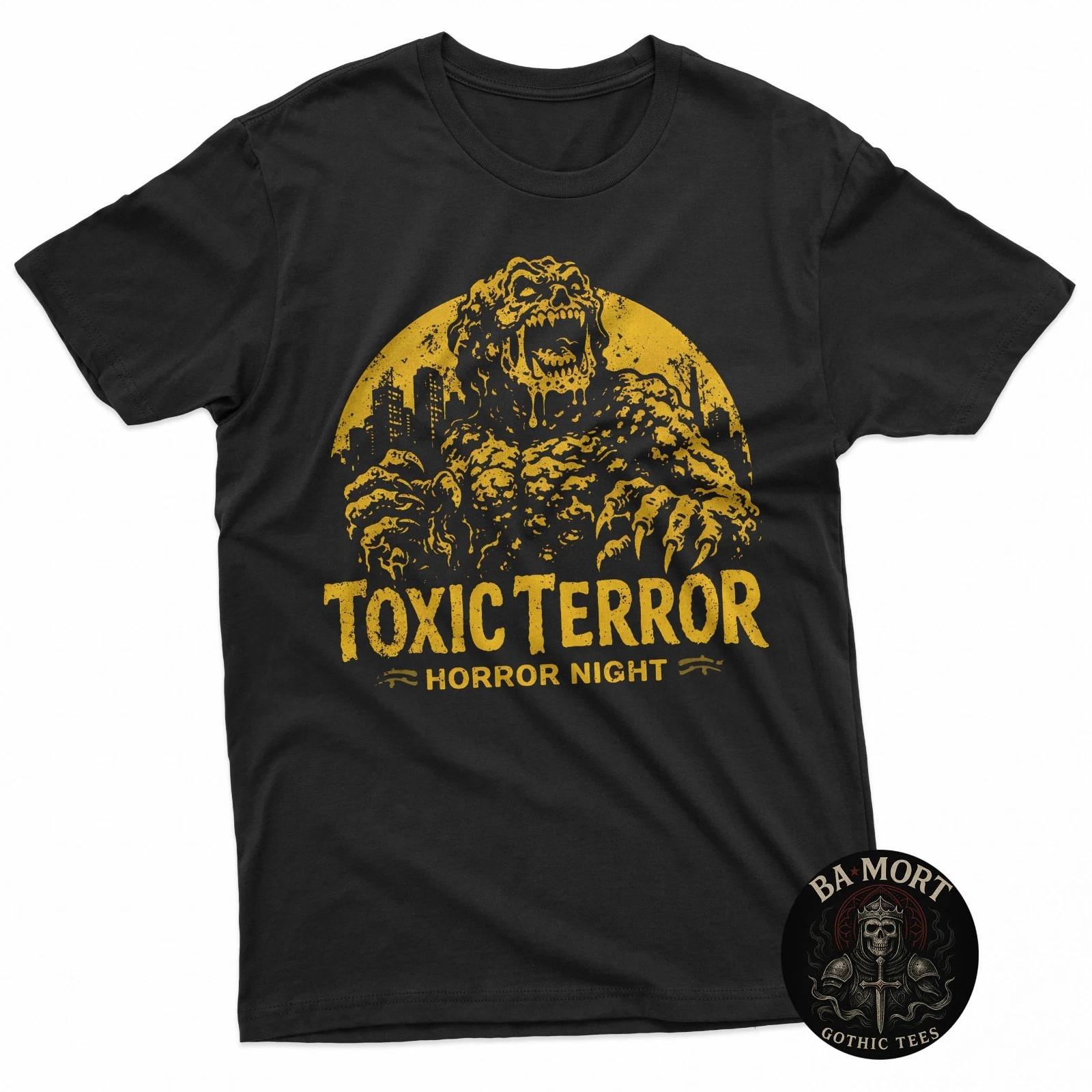 Creature Double Feature Toxic Terror Horror Night 100% Cotton T-shirt Mens Tees Top XL