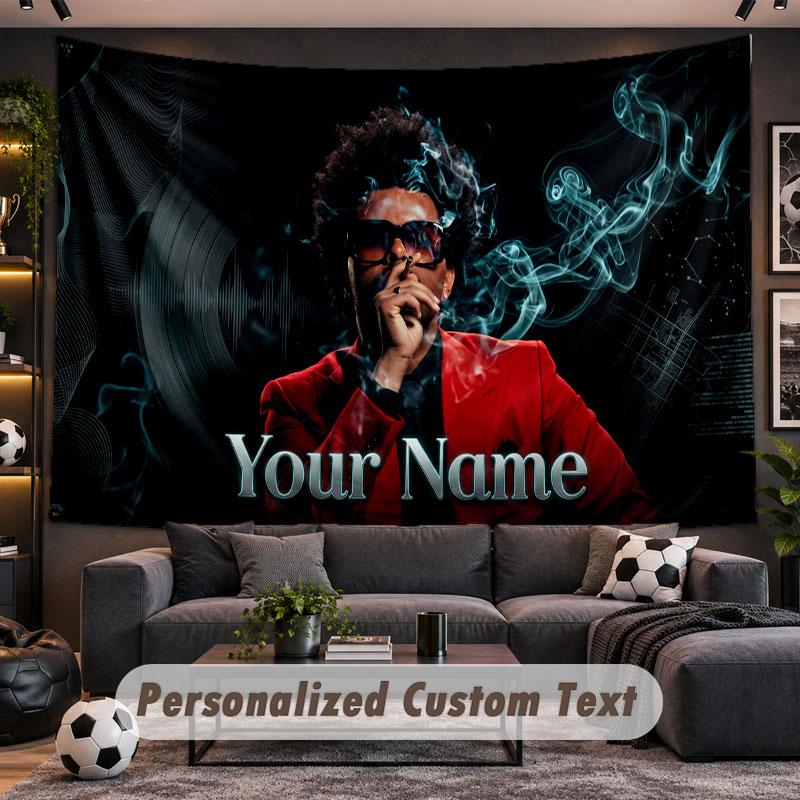 Wall Hanging Tapestry Custom NameThe Weeknd Pattern Personalized Printed Fabric Wall Decor