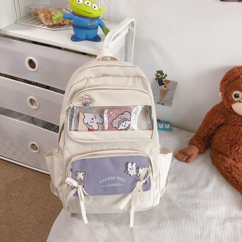 

Рюкзак Женский для учеников начальной школы простой большой вместимости кампусный рюкзак нейлоновый для средней школы белый