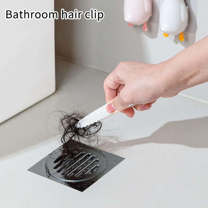 Cute Duck Bathroom Hair Catcher Self Adhesive Wall Mount Reusable Waterproof Hair Trap for Shower Sink