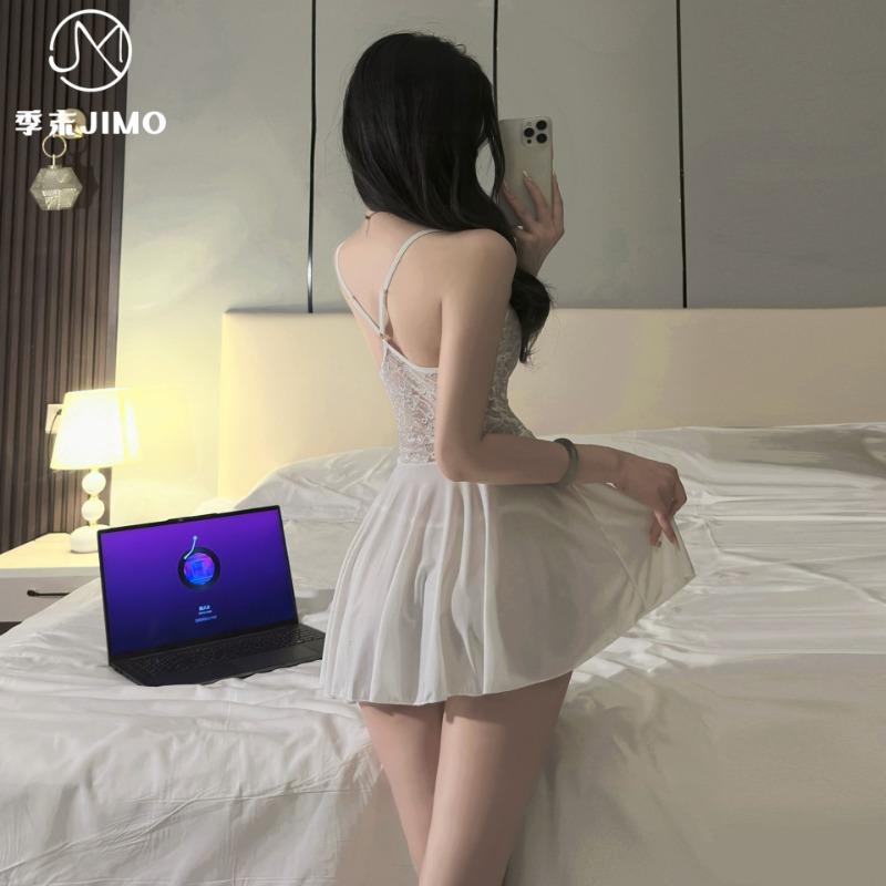 Sexy underwear new small chest sexy lace perspective suspender skirt perspective splicing lace skirt