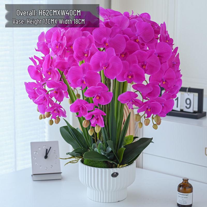 Artificial Phalaenopsis Floral Arrangement for Living Room Display - Potted Decoration for TV Cabinet