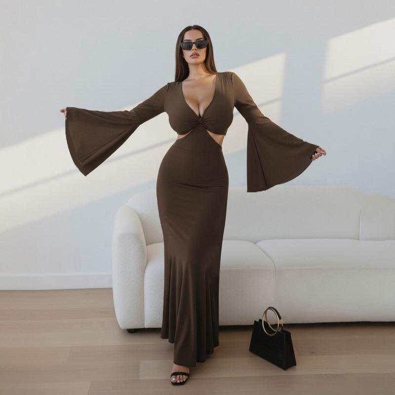 Greek Flared Sleeve Evening Dress Tube Top Slim and Thin Temperament Hip-wrapped Floor-mopping Long Dress Women