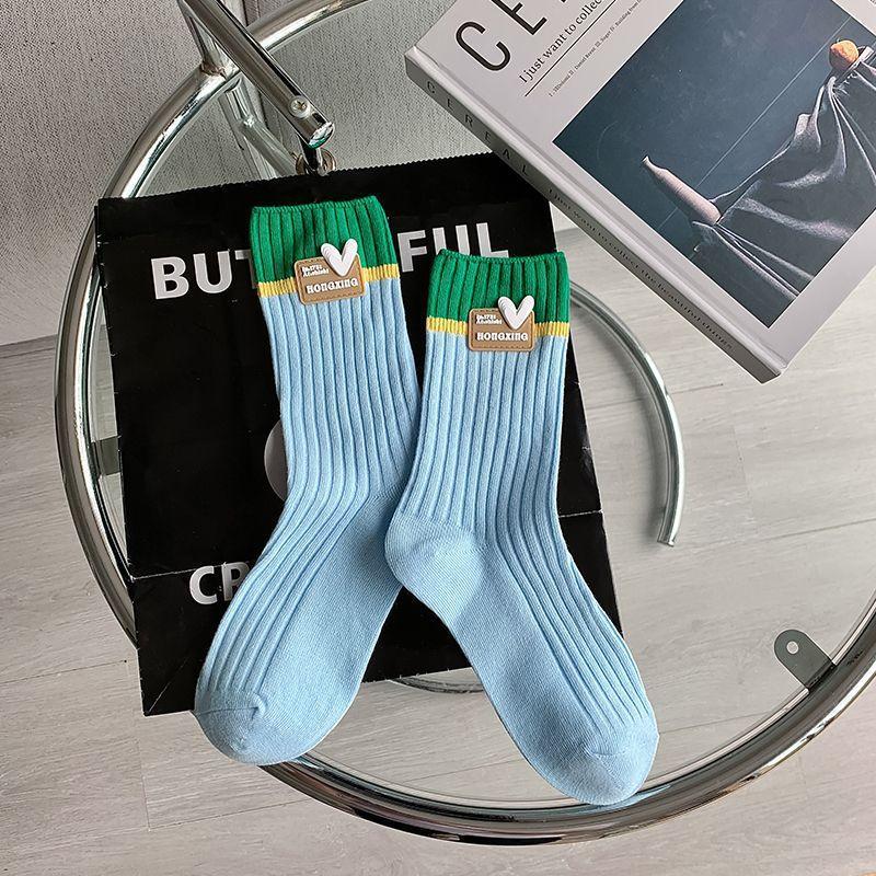 

Женские гольфы до середины икры Дофаминовый наряд Школьный стиль Трендовые двухцветные аксессуары до середины икры Трендовые носки 1 pair синий