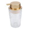 Dispenser per Sapone Liquido Schiumogeno in Vetro Vintage a Coste Bottiglia con Pompa Schiumogena in Vetro Ricaricabile con Ampia Apertura Dispenser per Sapone Schiumogeno