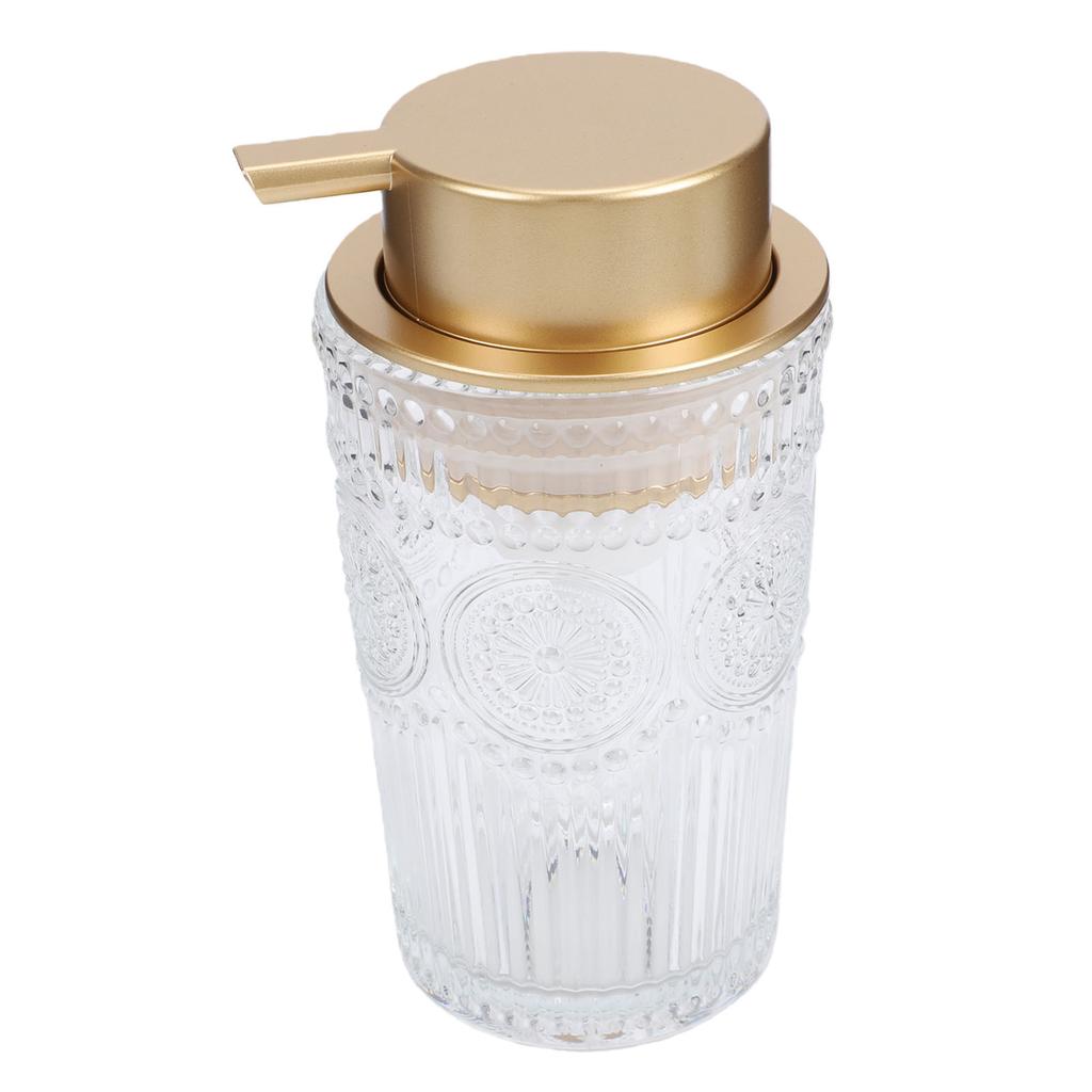 Dispenser per Sapone Liquido Schiumogeno in Vetro Vintage a Coste Bottiglia con Pompa Schiumogena in Vetro Ricaricabile con Ampia Apertura Dispenser per Sapone Schiumogeno