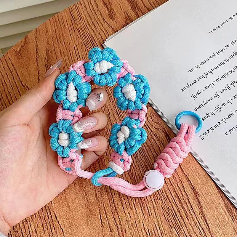 Braided Flower Wrist Strap Phone Lanyard: Short, Portable, Durable Anti-Lost Pendant Fashion Mobile Chain