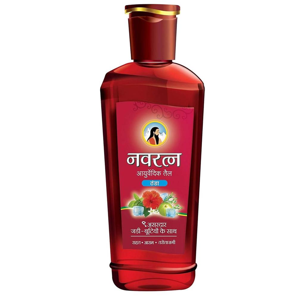 Navratna Cool Massage Oil For Rejuvenation Relaxing Herbal Body Liquid Hair Care Solution For Stress Relief 500 Ml X Pack Of 2