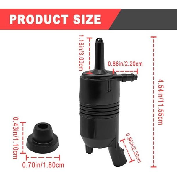 Front Windshield Washer Pump With Grommet, Compatible With Chevy, Blazer 87-05,