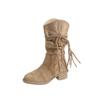 Spring and Autumn Platform Boots Women's Discarded Retro Style Knight Boots Frosted Tassel Hemp Rope Coarse Heel Medium Boots Women's Boots