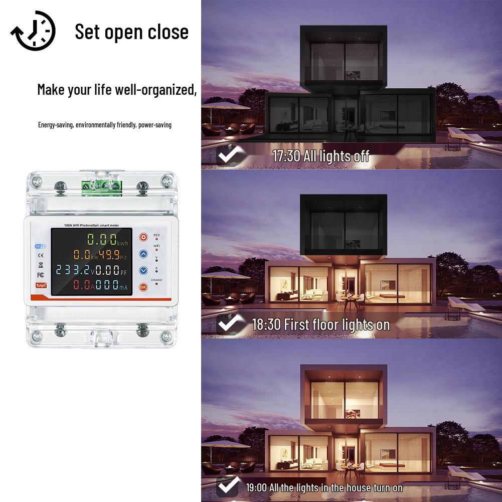 Single-Phase 4P Color Screen WiFi Smart Circuit Breaker with Bidirectional Metering & Overcurrent Leakage Protection