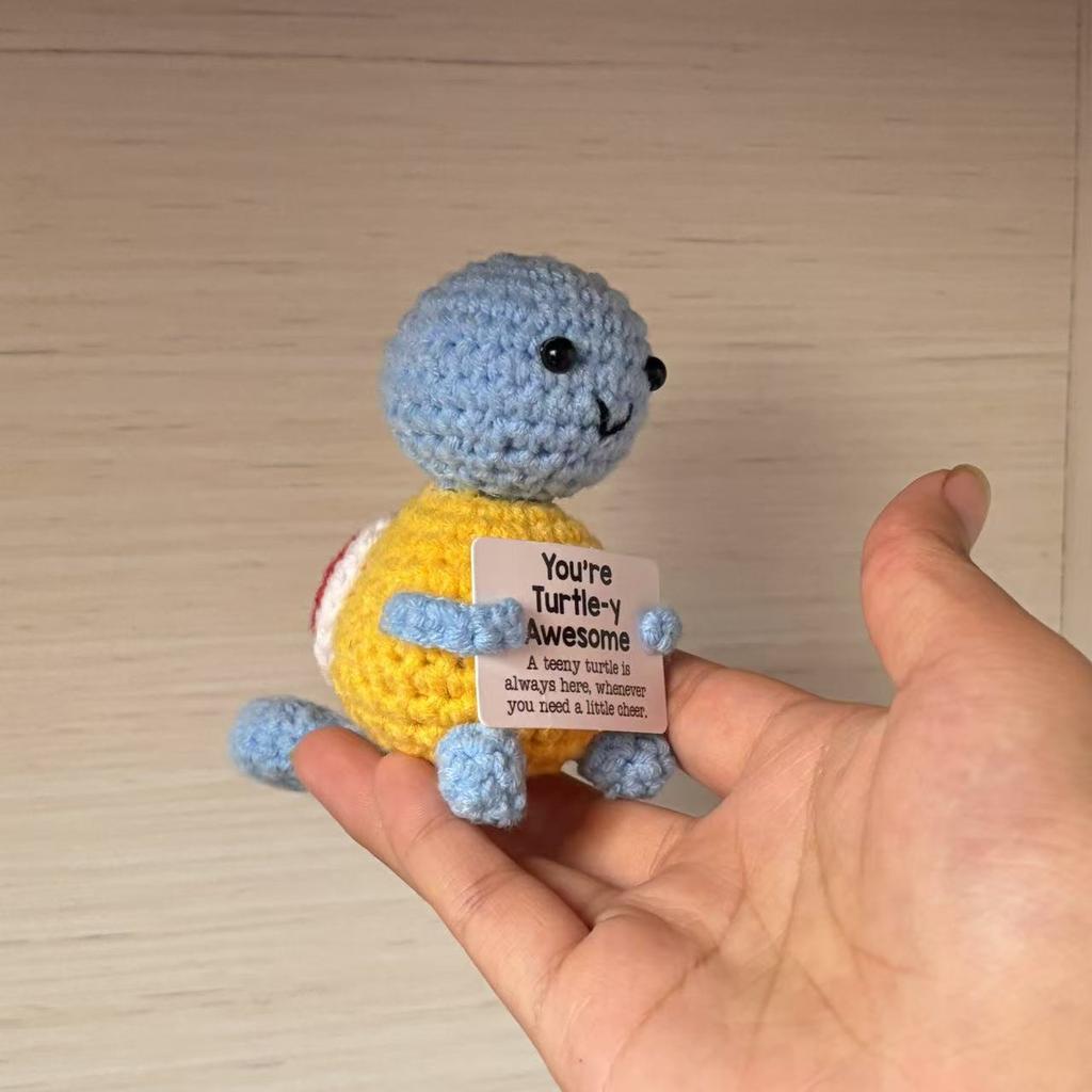 New Positive Crochet Turtle Doll Cute Emotional Support Turtle Desktop Ornament Emotional Inspirational Support Gift for Women